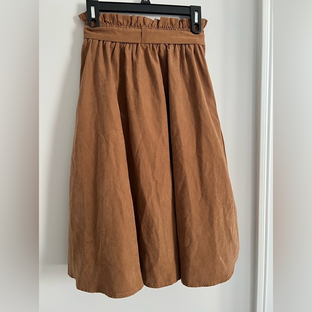 SHEIN Tan A-Line Skirt with Tie Waist - Picture 4 of 4